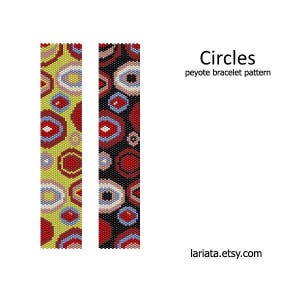 Circles - even count peyote stitch cuff bracelet beading pattern INSTANT DOWNLOAD peyoted beaded seed bead pattern bobbin circle round shape