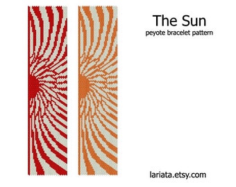 The Sun - even count peyote stitch cuff bracelet beading pattern INSTANT DOWNLOAD peyoted beaded seed bead pattern sunflower sunset sunrise