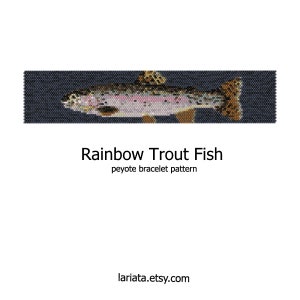 Rainbow Trout Fish - even count peyote stitch cuff bracelet bookmark tapestry beading pattern INSTANT DOWNLOAD peyoted seed bead pattern
