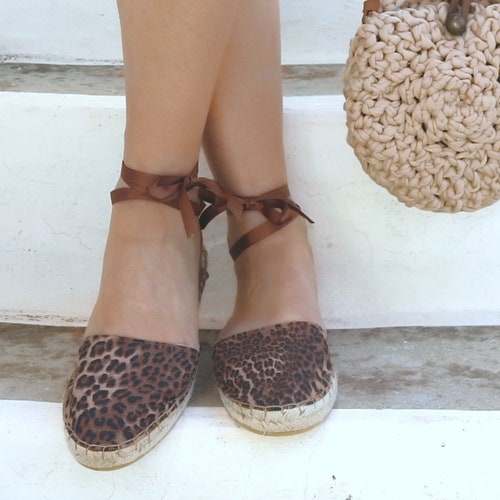 leopard print lace up sandals