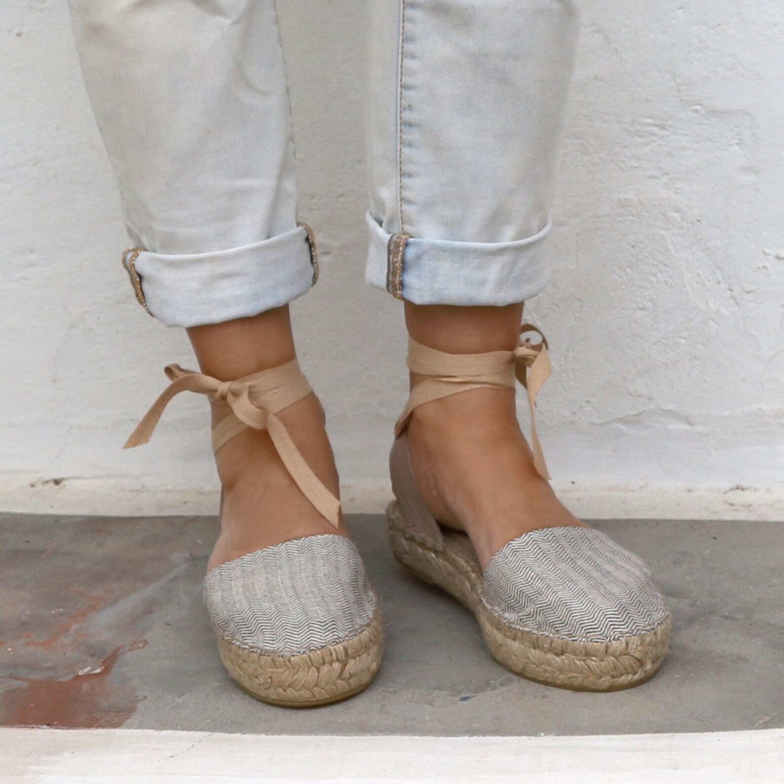 beige flat espadrilles