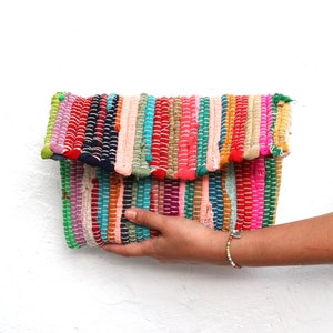 Multicolor Boho Envelope Clutch. Unique Gift for Women. Upcycled Gift for Sister/Daughter/Gilfriend