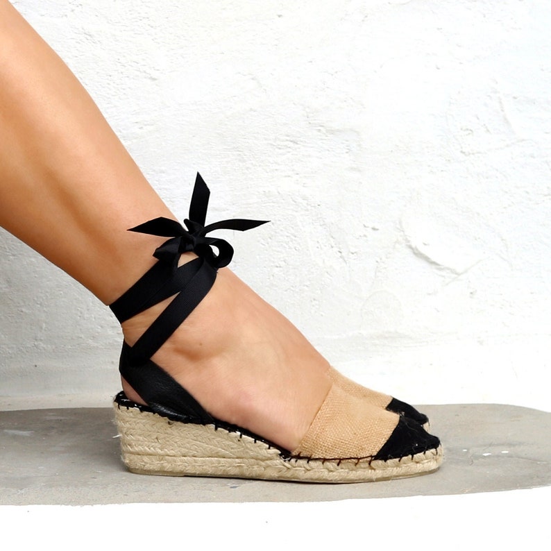 black low wedge espadrilles