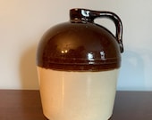 Antique beehive stoneware salt glaze whisky jug brow and white quot Pat App for quot