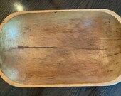 Antique Primitive hand carved wooden Trencher bread bowl New England Treenware