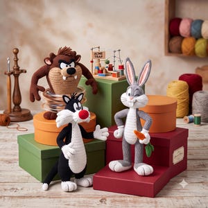 3in1 LooneyTunesFriends Cartoon Crochet Pattern Bundle PDF, Funny Animal Amigurumi Collection, Beginner Friendly
