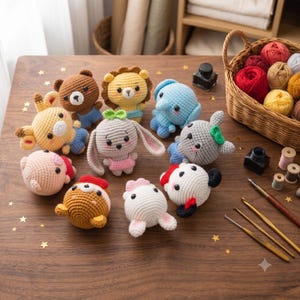 10 in 1 Mini Animal Crochet Pattern Bundle PDF, Cute Amigurumi Collection, Beginner Friendly