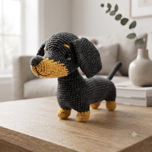 Dachshund Crochet Pattern PDF, Cute Wiener Dog Amigurumi Pattern, Sausage Dog Plush Crochet Tutorial, Puppy PDF