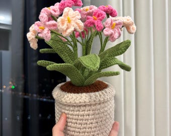 Crochet Daisy Bouquet in Pot: Handmade Milk Yarn Flower Decor