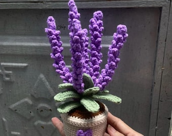 Handmade Crochet Lavender Flower Pot: Yarn Milk Bouquet