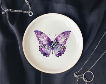 Personalisierte Schmuckschale aus Keramik in Schmetterlingsform, Hochzeitsgeschenk für die Braut