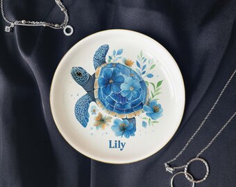 Personalized Sea Turtle Jewelry Dish, Toitose Trinket Tray, Animal Ring Tray, Ring Dish, Animal Lover Gifts, Birthday Gifts for Son