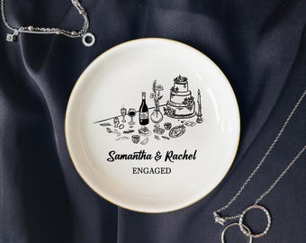 Personalized Ceramic Ring Dish, Engagement Gift