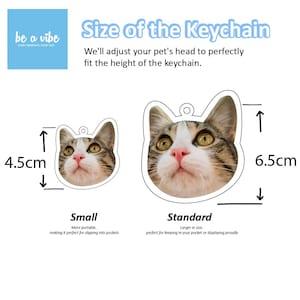 Choose the size of the personalised and custom made dog and cat keychains will small or standard size. portable and perfect for slipping into pockets and best for displaying