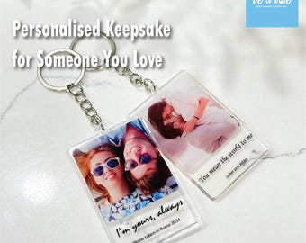 Valentine gift Personalised Photo Keychain/Keyring Custom Message Keychain Boyfriend Girlfriend Valentine Bestie Cat Dog Birthday Wedding