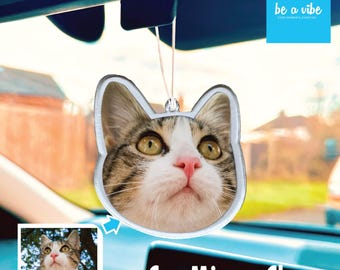 Personalisiertes Katzenautodekor Hundeauto-Spiegelaufhängerzubehör / kundenspezifische Acrylautodekorationen / Katzenliebhaber / kundenspezifisches Foto / Katzenhund-Haustier-Autodekor