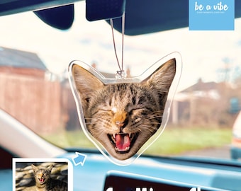 Custom Cat car decor Dog Car Mirror Hanger Decoration/Personalised Acrylic car charm/cat lovers/Custom Photo/Cat dog pet car decoration