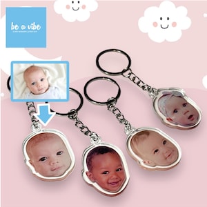 Porte-clés personnalisé visage photo bébé garçon fille découpe visage, cadeau pour nouvelle maman, cadeau nouveau papa, cadeau père, nouveau-né, grand-père grand-mère