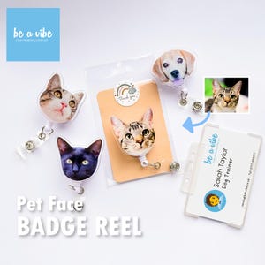 Custom Cat/Dog Badge Reel Personalized Photo Pet Badge Reel from Photo, Nurse Badge Reel with Picture, Office Accessories, Fast delivery