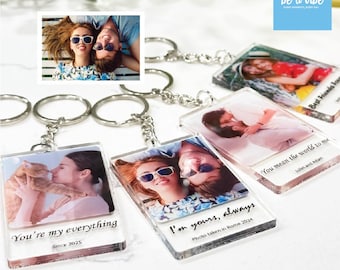 Custom Message Photo Keychain, Personalised Keychain Boyfriend Girlfriend Valentines Bestie Pet Birthday Wedding Gift for her/him