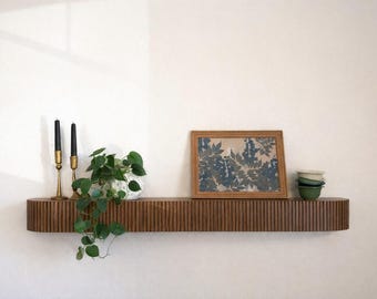 Rounded Fluted Wooden Mantel | Custom Floating Mantel Shelf| Fluted Fireplace Mantel