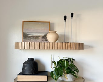 Rounded wood Fluted Floating Shelf