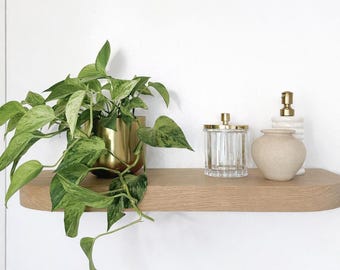 Solid White Oak Floating Shelf | Custom Length & Depth | rounded corners