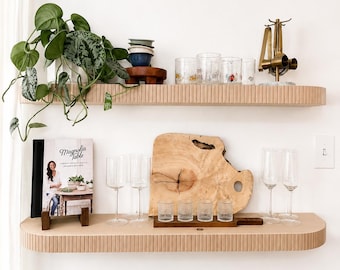 Custom Wood Rounded Fluted Floating Shelf