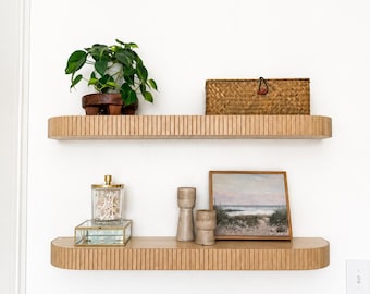 Custom Wood Rounded Fluted Floating Shelf