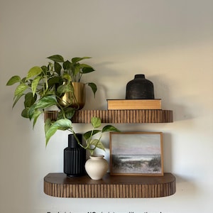 Custom SOLID Wood Rounded Fluted Floating Shelf