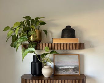 Custom SOLID Wood Rounded Fluted Floating Shelf
