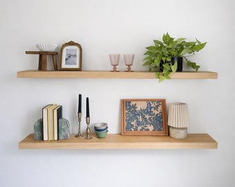 Solid Ash Floating Shelf, Hardwood Wall Shelf, White Oak Alternative, Rustic Wood Shelf, Hidden Bracket Shelf