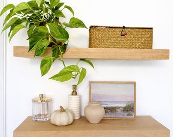 Solid White Oak Floating Shelf | Custom Length & Depth | squared corners