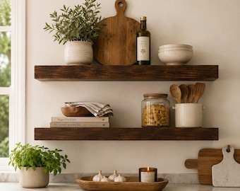 Solid Pine Floating Shelf | Real Wood Floating Shelves | Modern Farmhouse Wall Shelf | Handmade Shelf