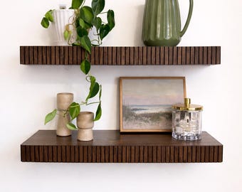 Custom squared fluted floating shelf