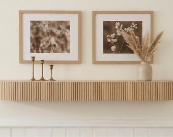 Rounded Fluted Wooden Mantel | Custom Floating Mantel Shelf| Fluted Fireplace Mantel