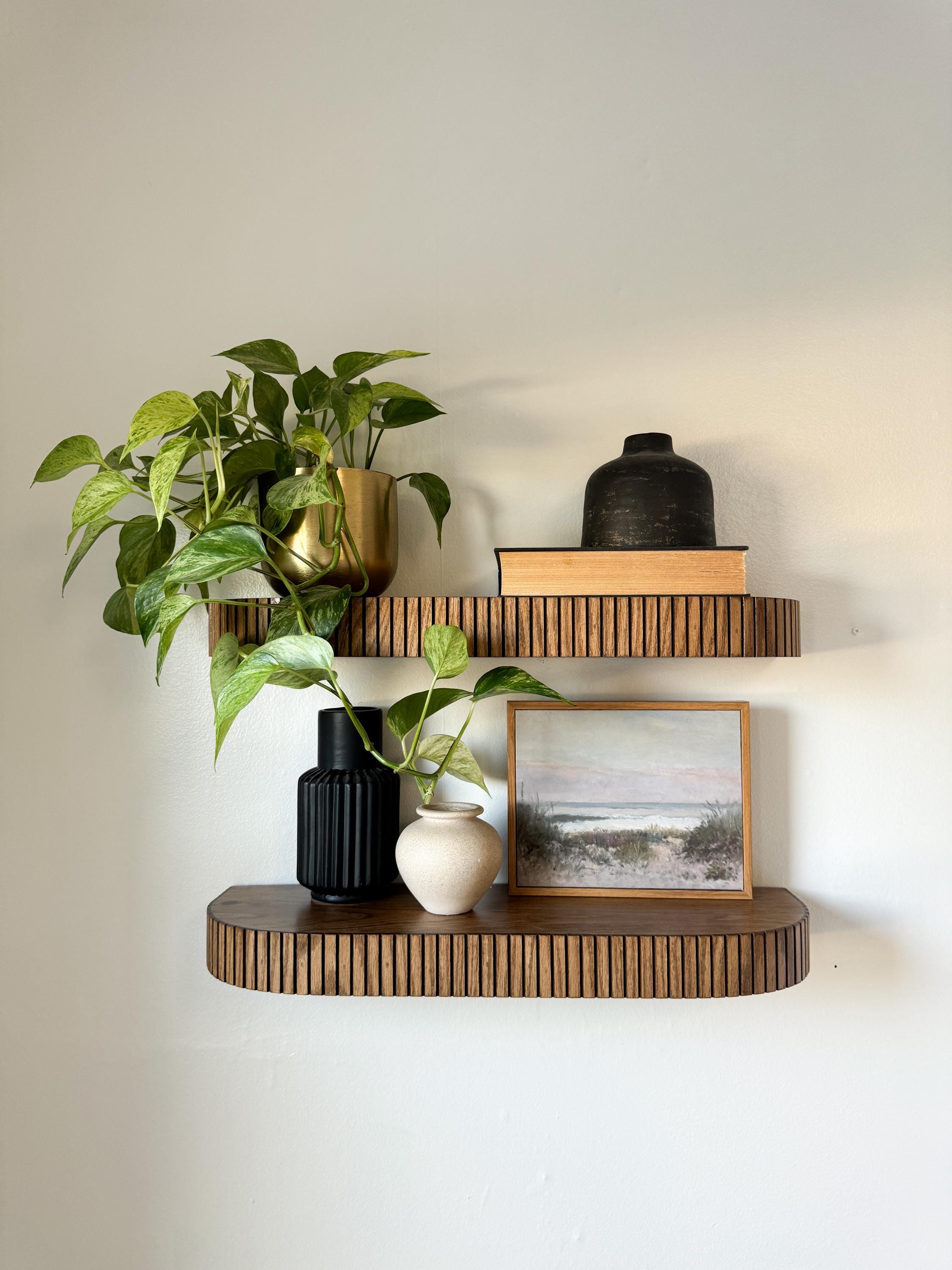 Custom rounded fluted floating shelf