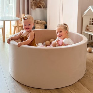 Kinder Bällebad Beige Baby Dry Pool Kind Sitzkissen Samt Bällebad mit verschiedenen Farben Tragbare Spielfläche Kinder Geburtstagsgeschenk Kleinkind Spielzeug