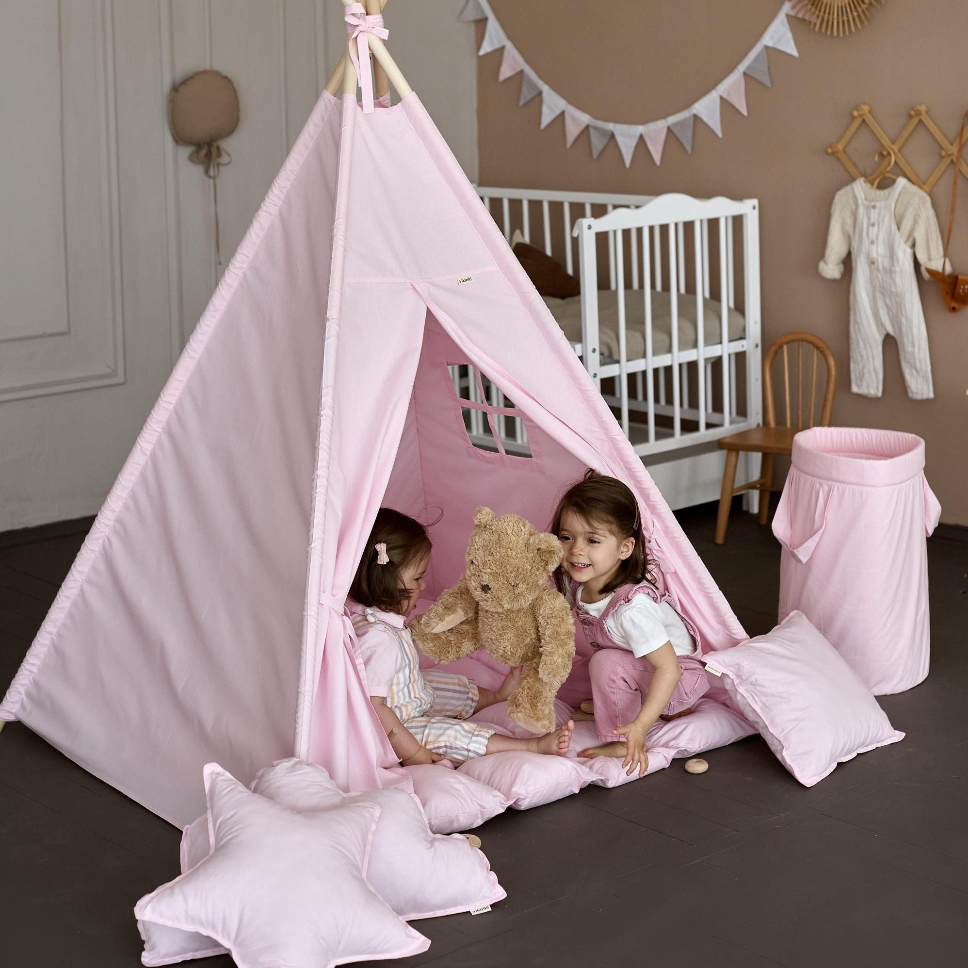 Room Little Girl Teepee Tent Portable Children Tents Tipi Play House Kids  Cotton Canvas Indian