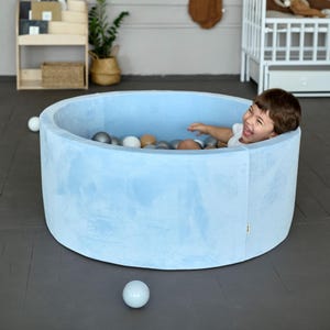 Velvet Ball Pit for Baby: 100cm Kids Soft Play Pool with 185 Balls