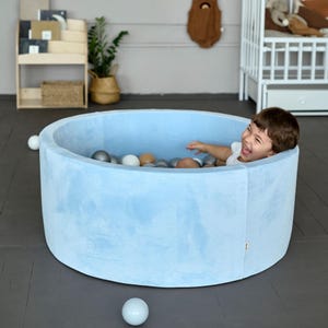 Kinder Bällebad Blau Outdoor Dry Pool mit Bällen Spielzimmer Spielzeug Grube mit Bällen Geburtstagsgeschenk für Baby Boy Canaopy für Bällebad Baby Nestchen