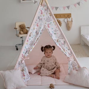 Tent for Kids Bedroom Peach Animal Tent Kids Playhouse Play Toddler Kids Birthday Gift Cotton Teepee Children&#39;s House Play Tent for Kids