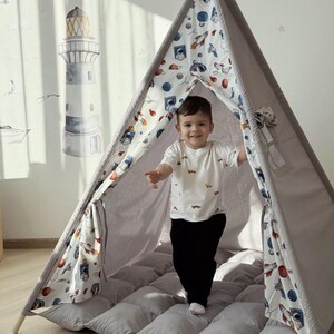 Kids Tent Thick Mat Large Cute Bears Montessori Children Tent Toy ...