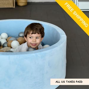 Velvet Baby Ball Pit: Soft Play Kids Pool with 185 Balls