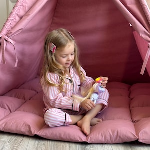 Kinder Zelt Dicke Matte Baumwolle Tipi für Kinder Spielzimmer Schönes Geburtstagsgeschenk für Kinder Farbe Kinder Tipi Spielzelt Kind Sitzkissen