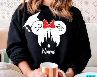Custom Disney Graduation Sweatshirt, Mickey Minnie Graduation Sweat, Gift for Graduate, Disney Grad Family Trip Jumper, Disneyland Graduate