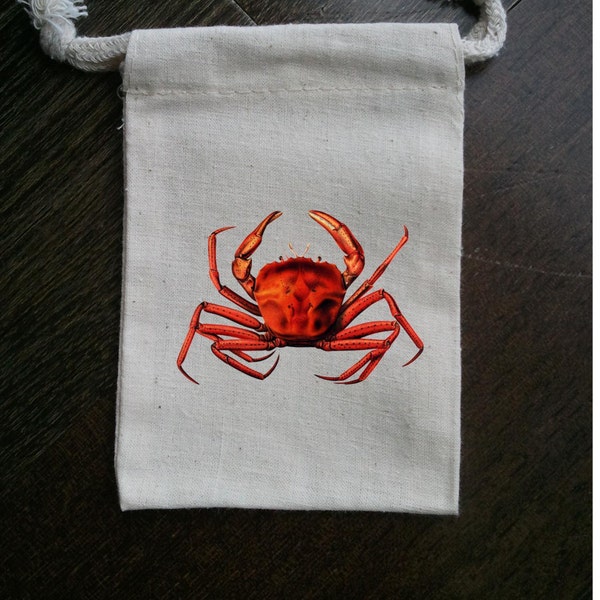 Crab Nautical Muslin Party Favor Bag