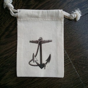 Anchor Nautical Muslin Party Favor Bag