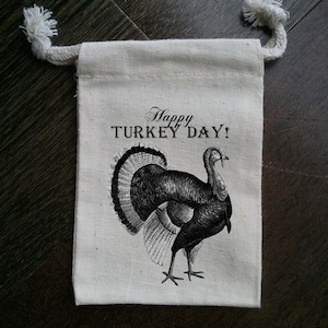 Turkey Thanksgiving Party Muslin Favor Bag
