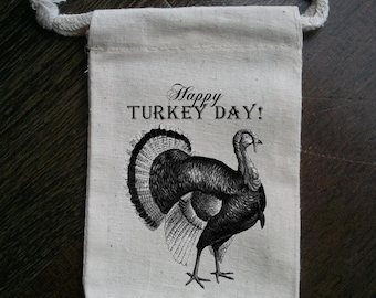 Turkey Thanksgiving Party Muslin Favor Bag